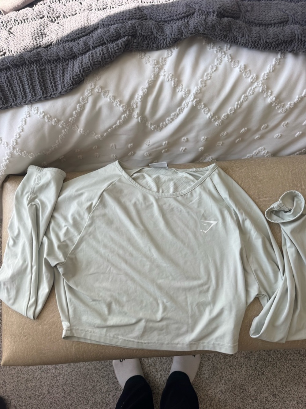 Gymshark Women's Sage Green Long Sleeve Performance Top